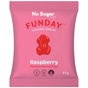 12 Pack x Funday Raspberry Flavoured Gummy Frogs 50g